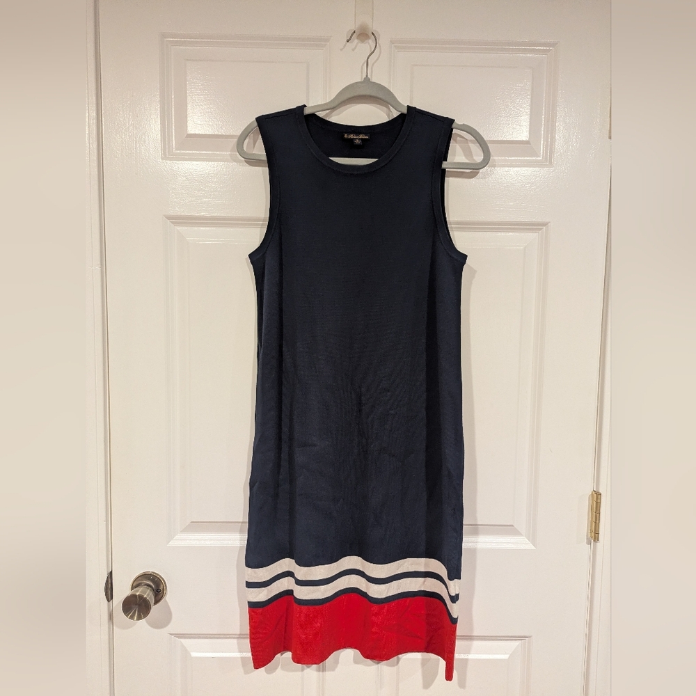 Brooks Brothers Navy and Red Colorblock Midi Dress
